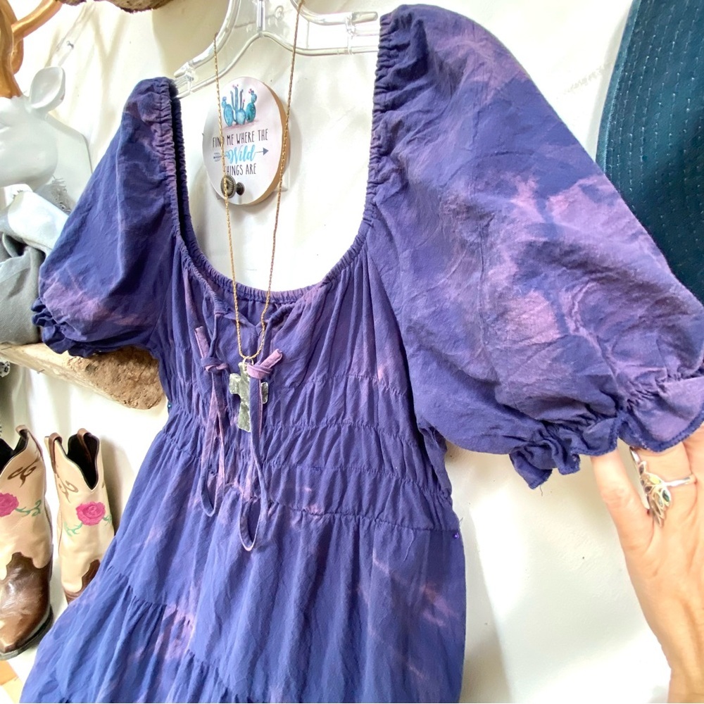 Artisan Aurora Tie Dye Purple Babydoll Dress - Picture 8 of 15